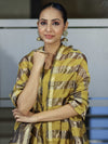 Banarasee Cotton Silk Stripe Pattern Salwar Kameez Fabric With Dupatta Set-Lemon Yellow