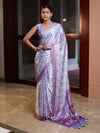 Banarasee Handwoven Satin Zigzag Printed Saree-Light Purple
