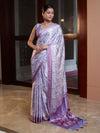 Banarasee Handwoven Satin Zigzag Printed Saree-Light Purple