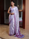 Banarasee Handwoven Satin Zigzag Printed Saree-Light Purple