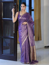 Bhagalpur Handloom Linen Tissue Metallic Shine Saree-Violet