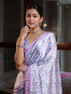 Banarasee Handwoven Satin Zigzag Printed Saree-Light Purple