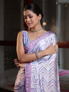 Banarasee Handwoven Satin Zigzag Printed Saree-Light Purple