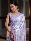 Banarasee Handwoven Satin Zigzag Printed Saree-Light Purple