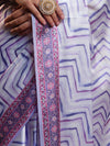 Banarasee Handwoven Satin Zigzag Printed Saree-Light Purple