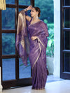 Bhagalpur Handloom Linen Tissue Metallic Shine Saree-Violet