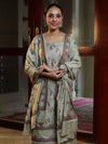 Banarasee Handloom Pure Cotton Silk Salwar Kameez Fabric With Dupatta-Dusty Green