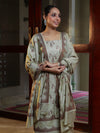 Banarasee Handloom Pure Cotton Silk Salwar Kameez Fabric With Dupatta-Dusty Green