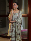 Banarasee Handloom Pure Cotton Silk Salwar Kameez Fabric With Dupatta-Dusty Green
