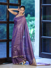 Bhagalpur Handloom Linen Tissue Metallic Shine Saree-Violet