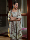 Banarasee Handloom Pure Cotton Silk Salwar Kameez Fabric With Dupatta-Dusty Green
