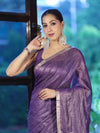 Bhagalpur Handloom Linen Tissue Metallic Shine Saree-Violet
