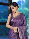 Bhagalpur Handloom Linen Tissue Metallic Shine Saree-Violet