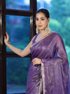 Bhagalpur Handloom Linen Tissue Metallic Shine Saree-Violet