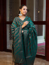Banarasee Cotton Silk Resham Work Salwar Kameez Fabric With Dupatta Set-Bottle Green