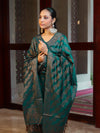 Banarasee Cotton Silk Resham Work Salwar Kameez Fabric With Dupatta Set-Bottle Green