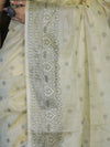 Banarasee Handwoven Pure Tussar Saree With Woven Resham Design-Light Yellow