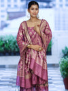 Banarasee Cotton Silk Zari Buta Work Salwar Kameez Fabric With Dupatta Set-Onion Pink