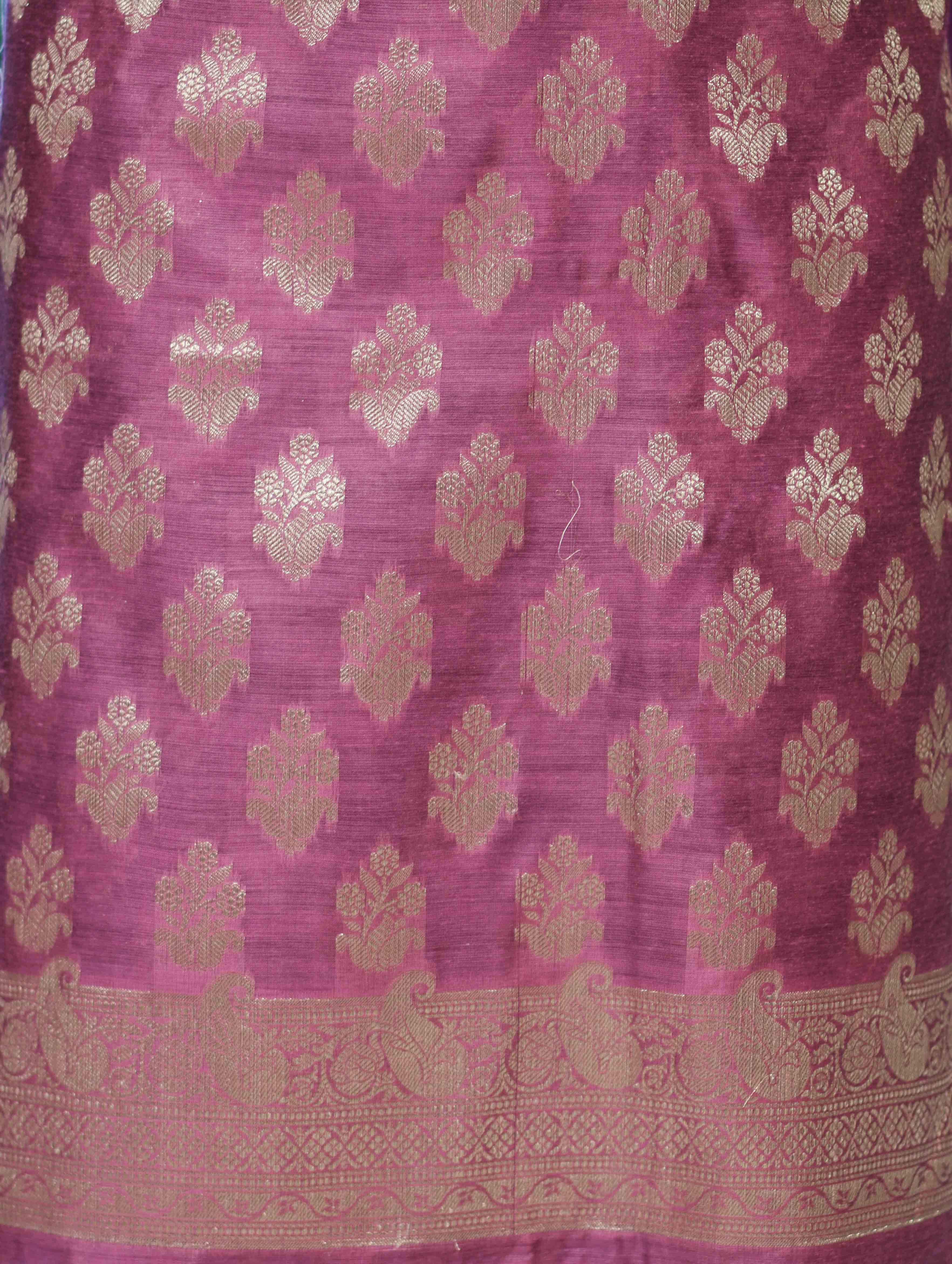 Banarasee Cotton Silk Zari Buta Work Salwar Kameez Fabric With Dupatta Set-Onion Pink