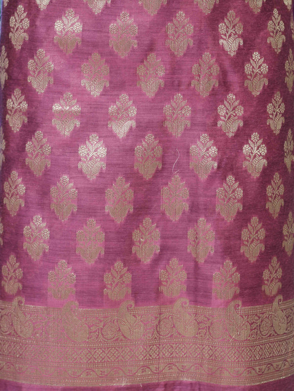 Banarasee Cotton Silk Zari Buta Work Salwar Kameez Fabric With Dupatta Set-Onion Pink