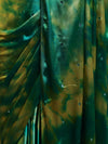 Banarasee Handloom Satin Hand Dyed Shibori Pattern Saree With Mirror Work-Green & Yellow