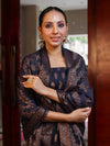 Banarasee Cotton Silk Resham Work Salwar Kameez Fabric With Dupatta Set-Navy Blue