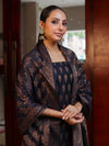 Banarasee Cotton Silk Resham Work Salwar Kameez Fabric With Dupatta Set-Navy Blue