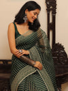 Banarasee Mix Organza printed Saree-Green