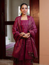 Banarasee Cotton Silk Resham Work Salwar Kameez Fabric With Dupatta Set-Magenta