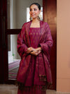 Banarasee Cotton Silk Resham Work Salwar Kameez Fabric With Dupatta Set-Magenta