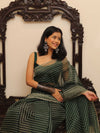 Banarasee Mix Organza printed Saree-Green