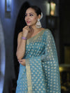 Banarasee Handloom Cotton Silk Saree With Zari & Resham Work-Light Blue