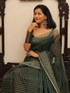 Banarasee Mix Organza printed Saree-Green