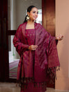 Banarasee Cotton Silk Resham Work Salwar Kameez Fabric With Dupatta Set-Magenta