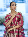 Banarasee Cotton Silk Stripe Pattern Salwar Kameez Fabric With Dupatta Set-Magenta