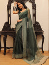 Banarasee Mix Organza printed Saree-Green