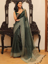 Banarasee Mix Organza printed Saree-Green