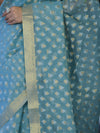Banarasee Handloom Cotton Silk Saree With Zari & Resham Work-Light Blue