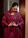 Banarasee Cotton Silk Resham Work Salwar Kameez Fabric With Dupatta Set-Magenta