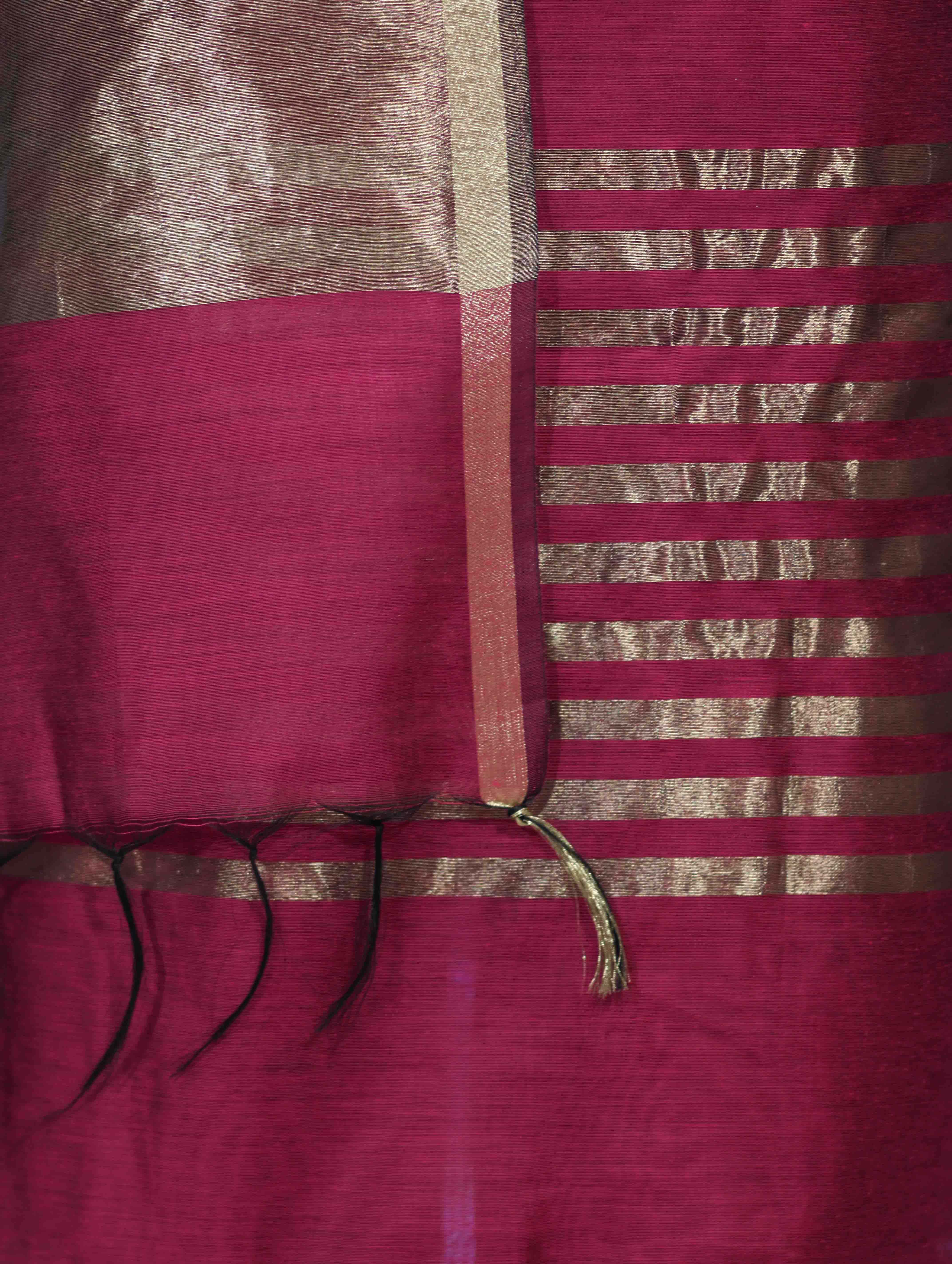 Banarasee Cotton Silk Stripe Pattern Salwar Kameez Fabric With Dupatta Set-Magenta