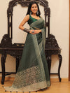 Banarasee Mix Organza printed Saree-Green