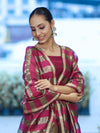 Banarasee Cotton Silk Stripe Pattern Salwar Kameez Fabric With Dupatta Set-Magenta
