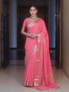 Banarasee Handwoven Semi Silk Saree With Zari Buti & Border-Pink