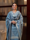 Banarasee Cotton Silk Zari Work Salwar Kameez Fabric With Dupatta Set-Light Sky Blue