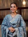 Banarasee Cotton Silk Zari Work Salwar Kameez Fabric With Dupatta Set-Light Sky Blue