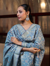 Banarasee Cotton Silk Zari Work Salwar Kameez Fabric With Dupatta Set-Light Sky Blue