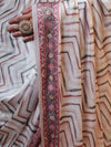 Banarasee Handwoven Satin Zigzag Printed Saree-Beige
