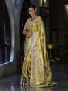 Banarasee Handloom Mashru Silk Saree With Sona Rupa Zari Work Border & Lace-Light Yellow