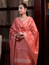 Banarasee Cotton Silk Zari Work Salwar Kameez Fabric With Dupatta Set-Peach Pink
