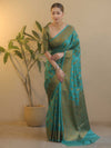 Banarasee Georgette Saree With Antiue Zari Buta Design & Border-Green